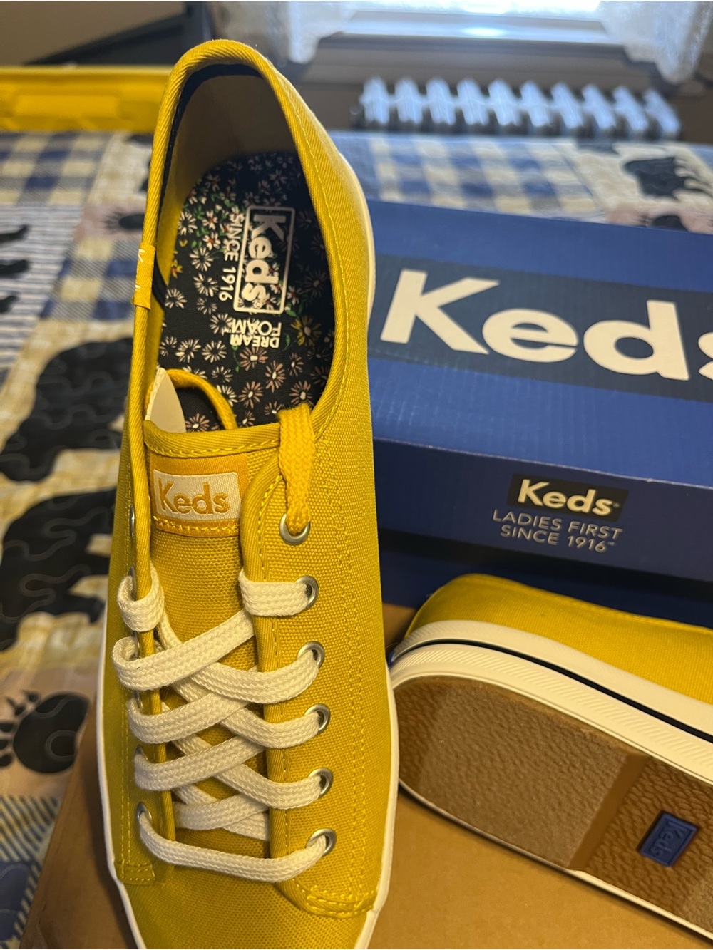Keds Yellow Canvas Lace-Up Sneakers with White Accents